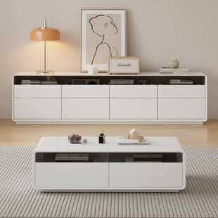 茶几组合2024新款现代简约客厅家用高柜新品全实木高款落地电视柜