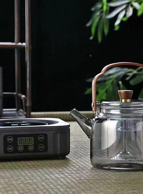新款水分离泡茶壶把高硼茶硅玻璃提梁木壶家用大容量茶g-65521带