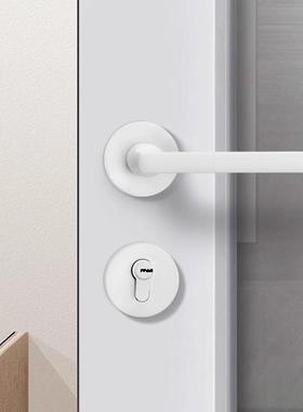 白色室卧内室木门锁用家房间把手奶油风锁具简约磁吸静音无品牌/