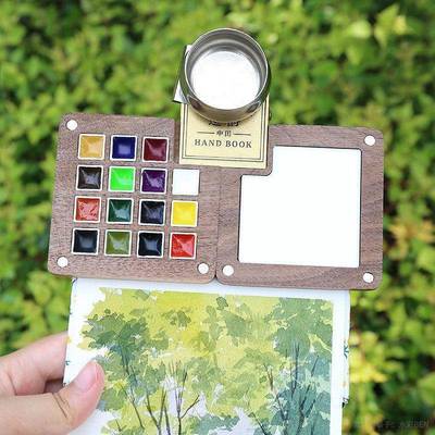 套史克迷便携水彩颜料你装随身携带旅行写生画画胡桃明木颜123料