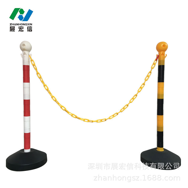 大量现货低价不可伸缩挂链式黑黄相间塑料栏杆座