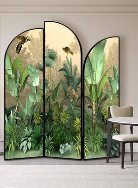 3w法叠式中古屏风隔客断厅复古中式办公室店遮挡可折移酒动50x180