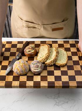 厂菜家现货棋板盘格橡A1010100胶木碳化实木菜板切肉砍骨加厚砧方