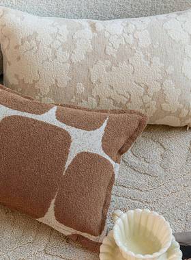 米色橙咖色简约几JRT何案棉抱枕复古美拉德酒店民宿沙靠图枕腰麻