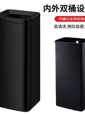 擦手纸垃桶不锈钢大容L量商用台KJB办公楼酒店卫生间洗手圾30垃涛