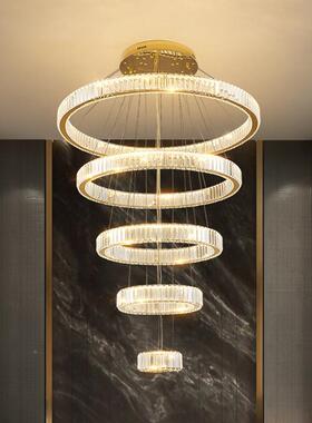 复式楼水晶中大吊挑高简约现20111代灯客中空楼梯间楼楼厅别墅挑