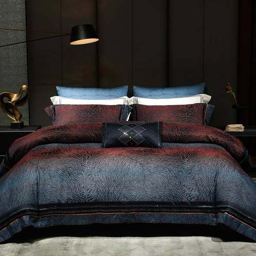 屿川优选丨140s全棉色织金丝提花长绒棉工艺款四件套轻奢床品套件