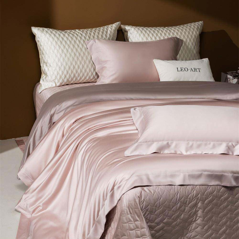 高档极简纯色天丝棉磨毛压线床盖四件套丝滑套件可裸睡被套柔丝缎