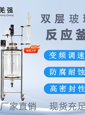 双层玻璃反应釜S212型50/100/200L实验室耐酸碱高温搅拌反应器