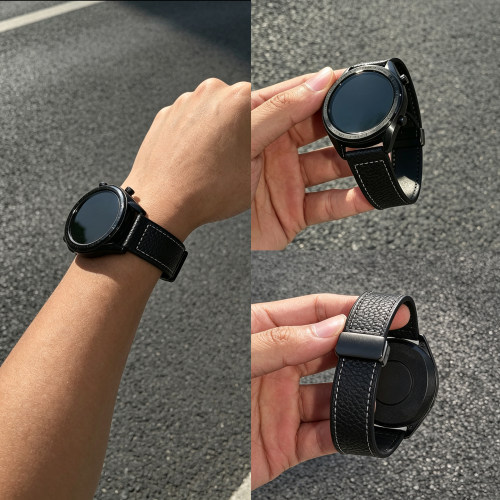 适用华为GT磁吸扣真皮表带秋冬