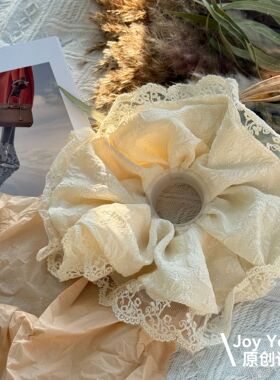 【雪羽缱绻】优雅气质纯白薄纱大肠发圈原创设计温柔高级大肠发圈