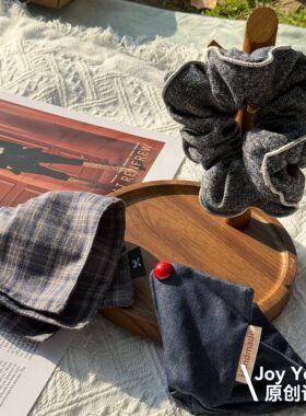 【夜穹之息】韩式百搭清新学院风知性优雅原创设计发圈方巾抓夹