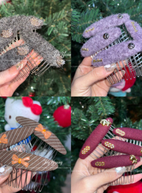 日韩蝴蝶结发梳倒插刘海发夹网红新款防滑洋气碎发侧边夹倒叉梳