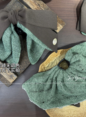 【绿野仙踪】森系棉麻拼色大蝴蝶结裙摆秋冬马尾抓夹半扎发爆款