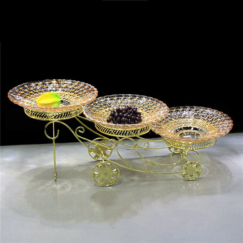 三层水果盘玻璃餐厅酒店自助餐台食物展示盘架子创意多层果盘水果