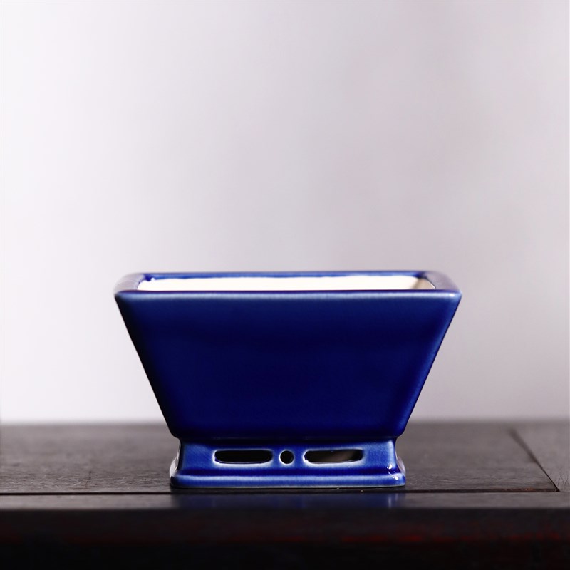 紫砂花盆陶瓷粗陶盆景盆正方形均釉仿古盆景盆手工微型菖蒲盆