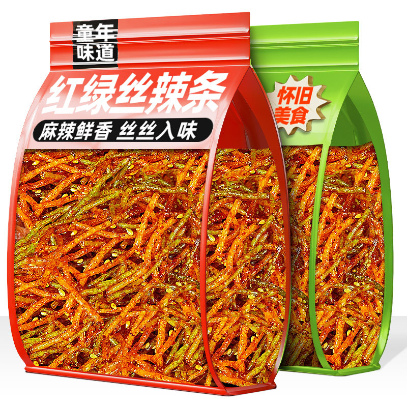老式红绿丝辣条组合辣丝儿经典童年怀旧甜辣麻辣解馋休闲小吃零食