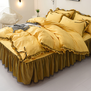 韩版 公主风被套单件少女心蕾丝花边蝴蝶结1.5m1.8米被罩200x230