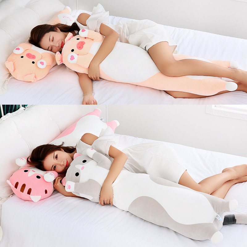 长条毛绒抱枕陪你睡抱枕可爱大号韩国女生猫咪懒人床上大玩偶公仔