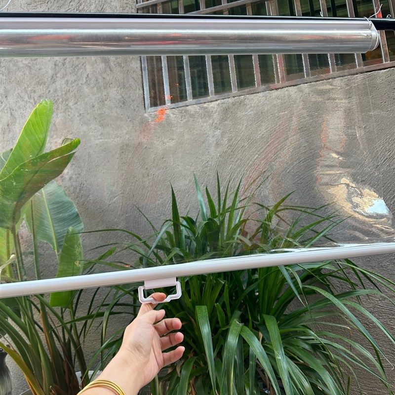 透明卷帘手动拉珠弹环刹车升降防尘冷气暖气隔断PVC软帘阳台防雨