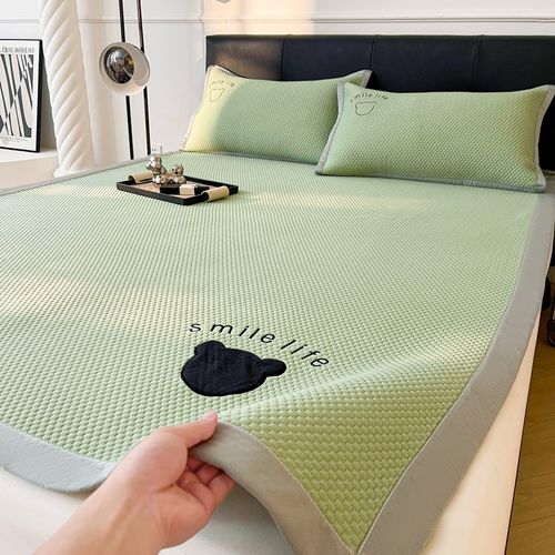 夏季冰豆豆冰丝凉席三件套空调席学生宿舍单人免水洗冰藤席软席子