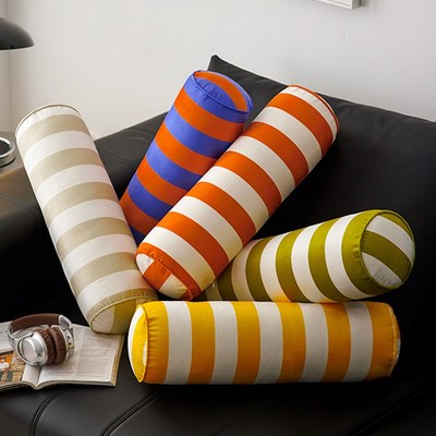 多巴胺时尚条纹丝绒糖果抱枕客厅沙发长条圆柱腰靠枕睡觉夹腿靠垫