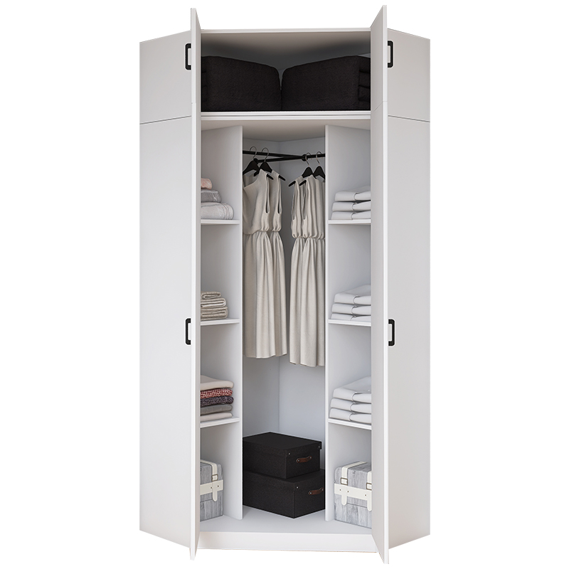 90度转角衣柜定制极简家用卧室小户型拐角7字主卧L型书桌衣橱