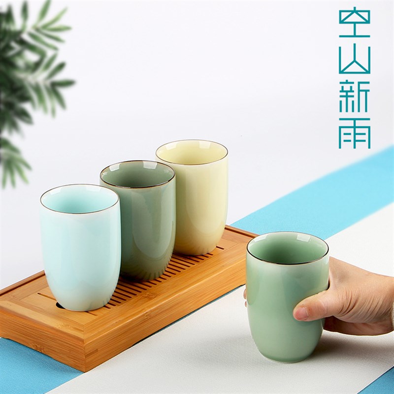 陶瓷手工主人杯龙泉青瓷品茗杯创意美人杯功夫茶具公道杯个人单杯
