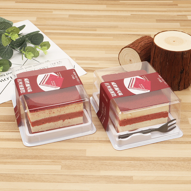 红丝绒蛋糕黑森林包装盒咸奶油防雾蛋糕切块盒烘焙包装打包盒