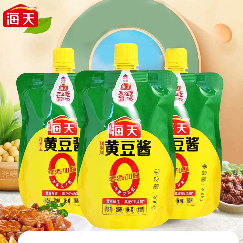 海天黄豆酱300g*3袋 家用拌面东北大酱大葱蘸酱豆瓣酱料炒菜调料
