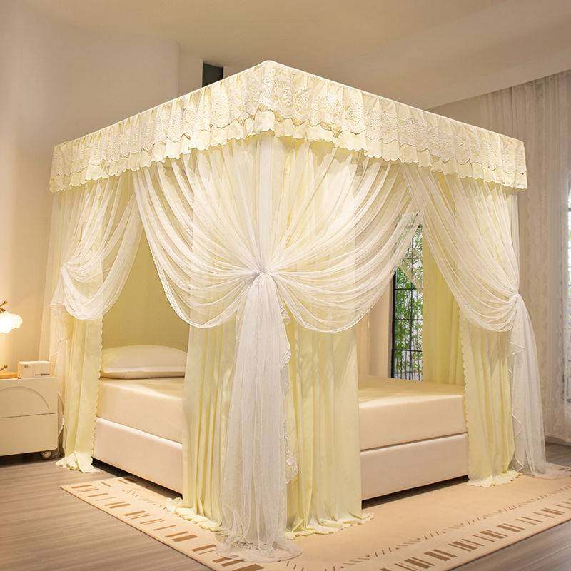 公主风床幔纱家用卧室挡风封闭式遮光加厚床帘三开门蚊帐床上用品