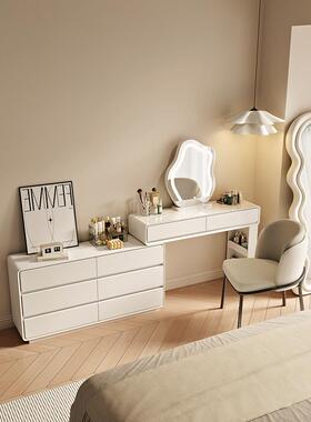 205新款奶油风床梳妆台极窄0c2超m卧室斗柜一体尾柜MVW窄化妆桌收