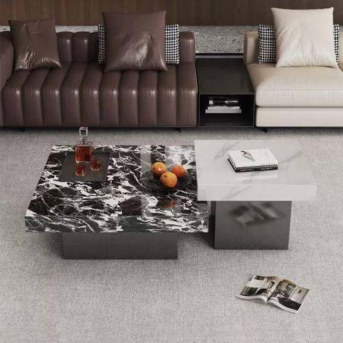 意XPT式极简岩现板几家用客厅轻奢简约大理石茶小代户型方形高低