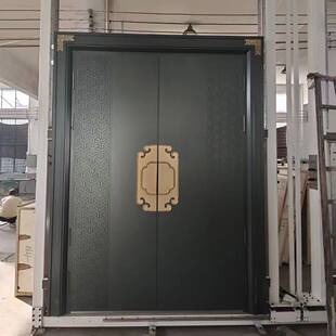 现代简约新中式入户门豪宅大门庭院入户铸铝装甲门安全门对开门