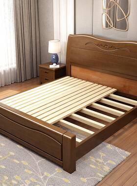 实木床现代中式气压箱橡胶卧木室家具低51709#1./1.8米双人床儿童