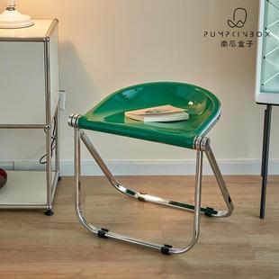 化妆餐椅南红子折凳太空折叠家凳用办瓜公网透叠明盒子中古亚克力