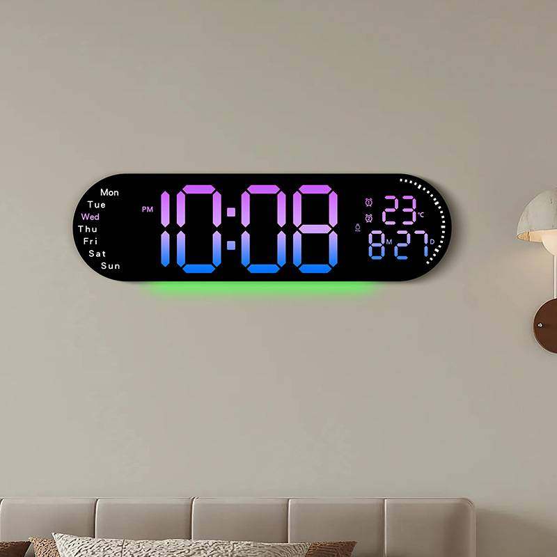 跨境新品挂钟多功能时钟客厅钟表大屏LED数字RGB变色时钟6666R,玩具/童车/益智/积木/模型,垂直悬浮玩具,淘宝优惠券,粉丝福利购,淘宝优惠卷