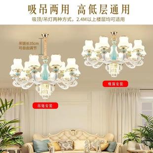 别墅灯简欧轻奢欧主卧室房间 复474式 式 水晶灯客吊厅灯2205年新款