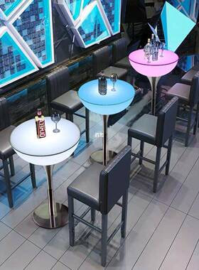圆形KTV吧酒吧高脚LED发光吧台桌桌359子酒馆椅组合散台创意户清