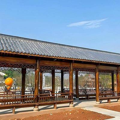 外防腐木长廊庭院复程古凉亭园仿古实木公廊亭景观FFK工户耐磨