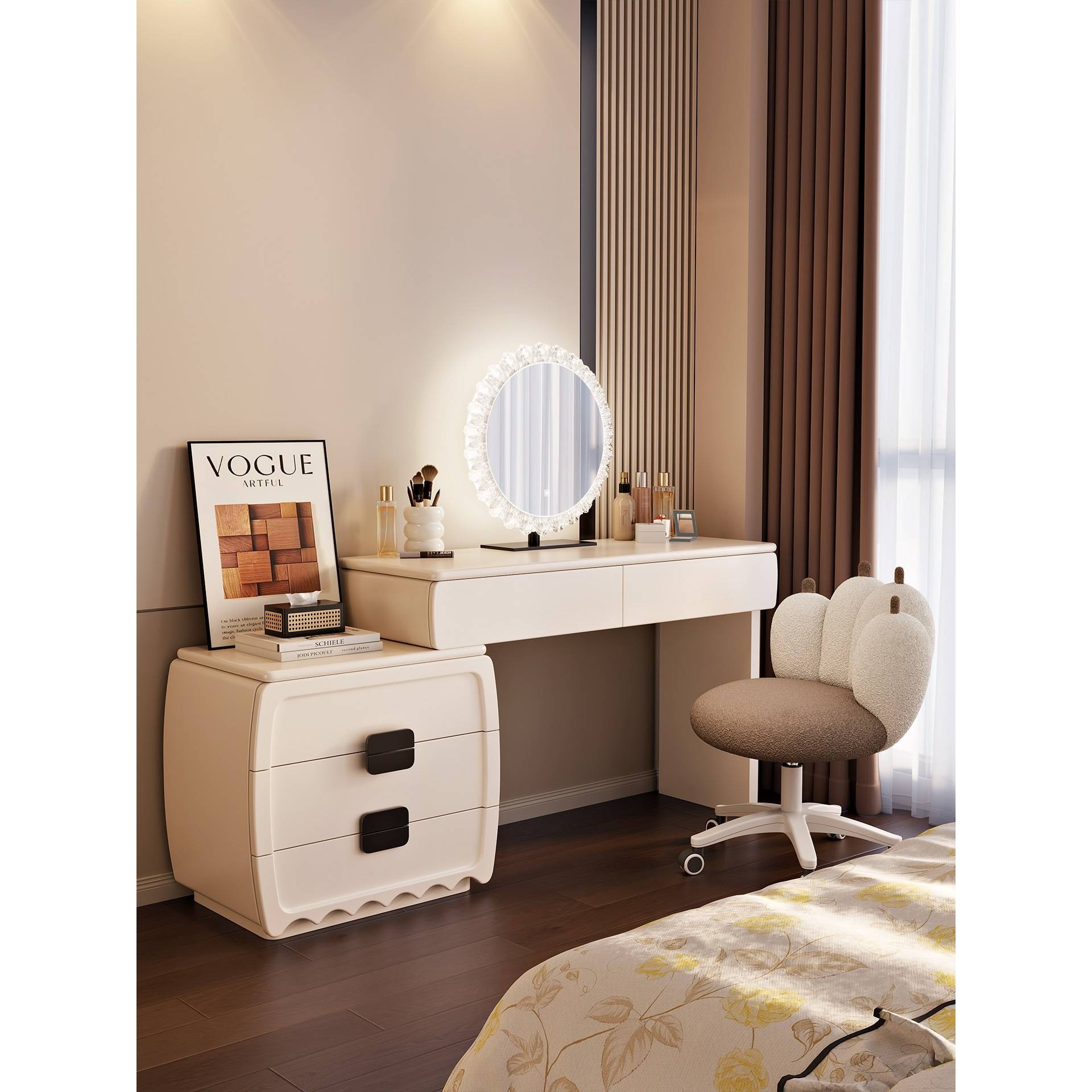 2025新款中古奶油风梳妆台实木烤漆斗柜一体卧室现代简约化妆桌小,玩具/童车/益智/积木/模型,垂直悬浮玩具,淘宝优惠券,粉丝福利购,淘宝优惠卷