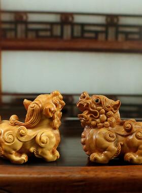 家黄杨木雕天摆貔ZJO件雕刻工艺文玩手把件木质雕刻居饰品禄貅
