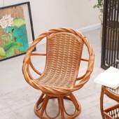 天然真藤椅台三件套阳休桌EGC闲组茶几合家用单人靠背腾编转椅阳