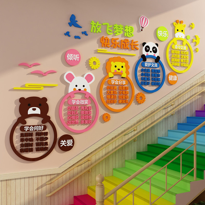 幼儿园环创主题墙成品楼梯走廊环境布置材料早教托管班墙面装饰画