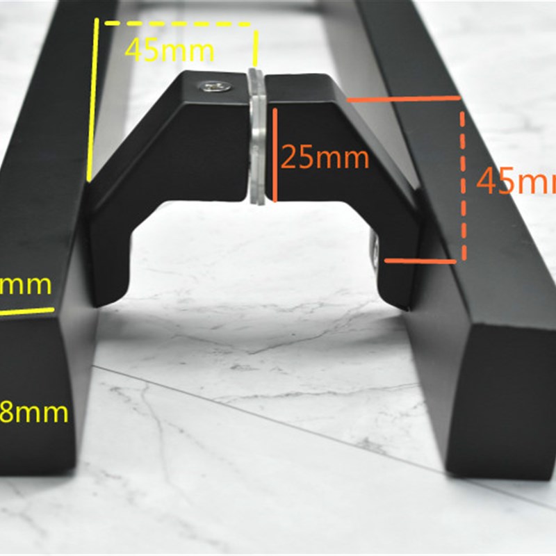 现代简约 不锈钢玻璃推拉门拉手 方管斜脚黑色大门把手 木门拉手