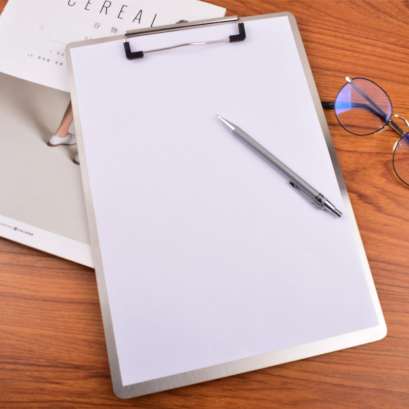 加厚不锈钢文件夹板厚度1mm不锈钢板夹写字文件板票据菜单夹板