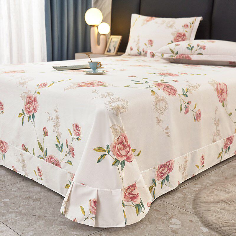 新疆长绒棉欧式圆角床单定制全棉印花单子1.35m1.8米床2.0床定做