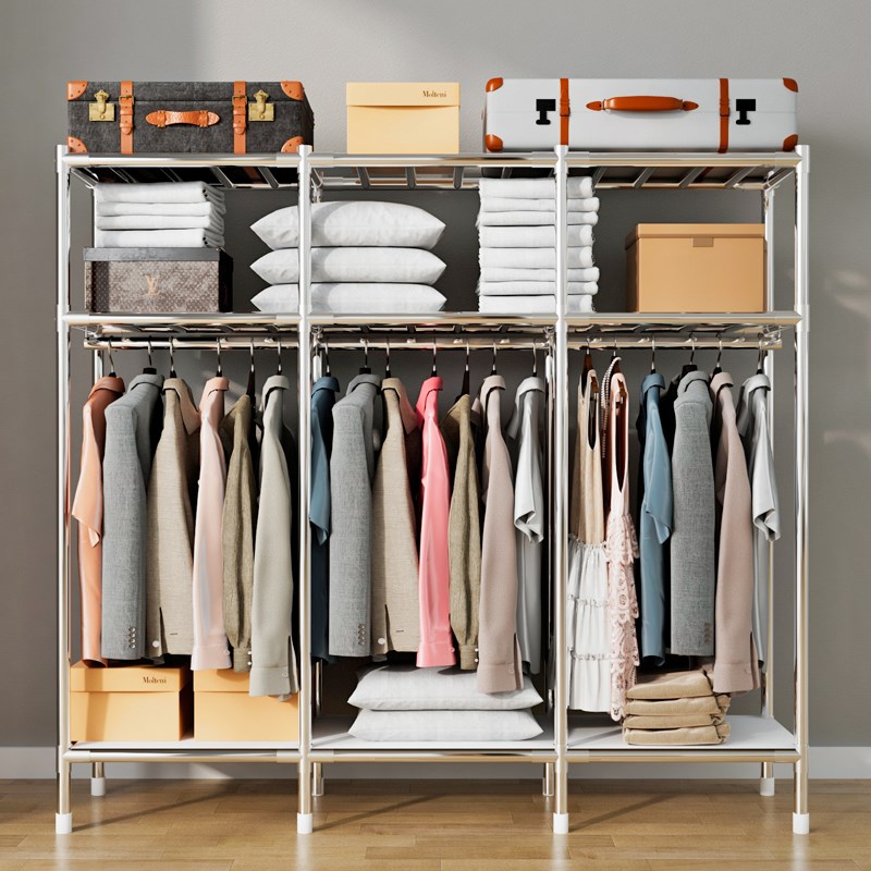 简易衣柜家用卧室加厚布衣柜全钢架加粗钢管结实出租房用布艺衣橱