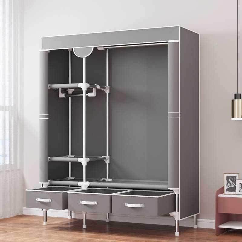 简易衣柜结耐管用钢现代简约布艺衣柜出租房实家77494用卧室加收