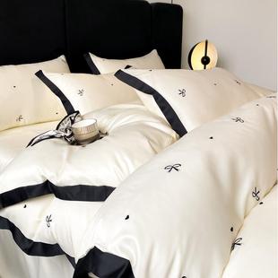 2052新A类水洗真单丝天丝四件刺绣公主风丝滑裸899652睡被套套床